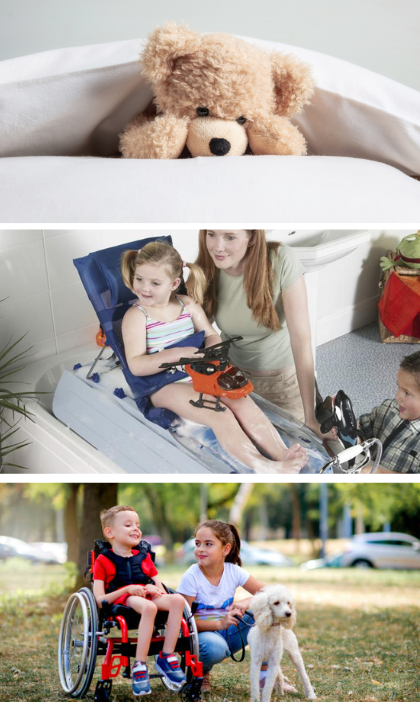 Грижа за деца с детска церебрална парализа - играчка мече, помощни средства и терапия