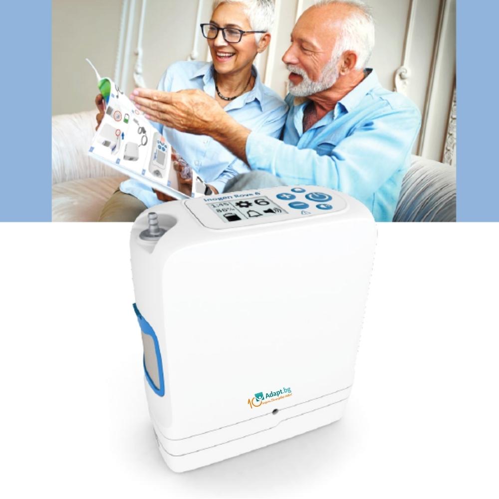 Преносим (мобилен) кислороден апарат  концентратор модел Inogen Rove 6 - магазин за кислородна апаратура медицинска - Адапт БГ
