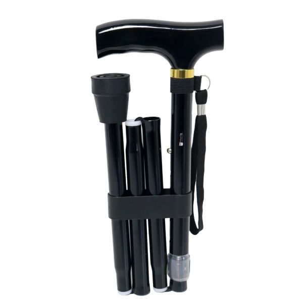 Folding cane black with T-shape handle SIMO